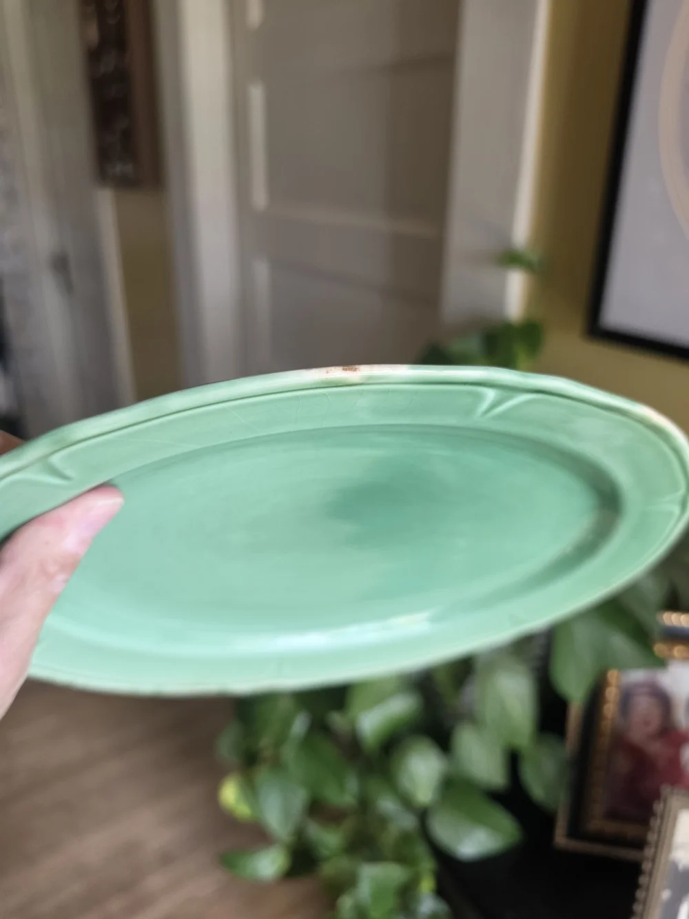 Mt CLEMENS Green Ceramic Serving Platter